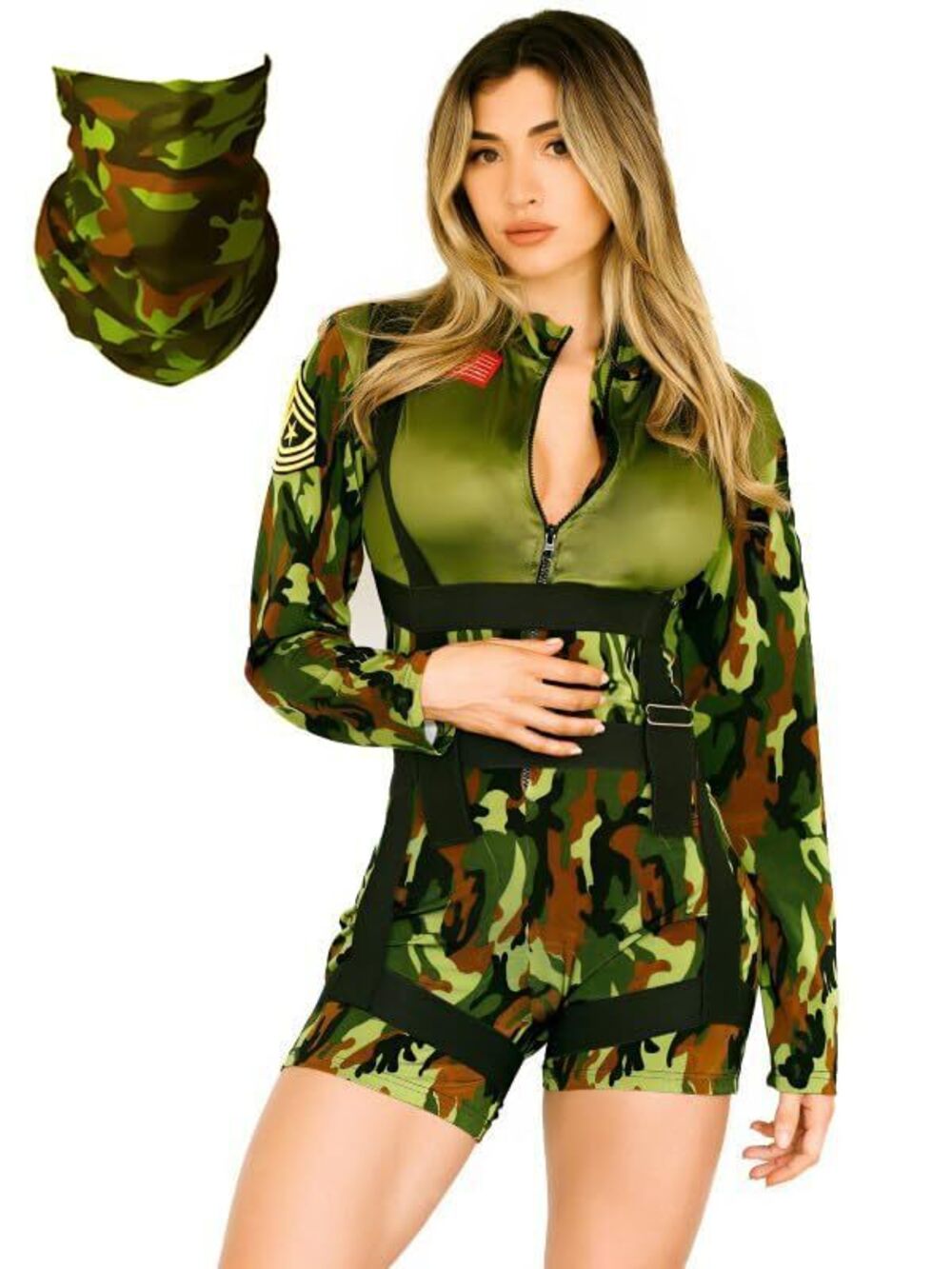 7669 Army Cutie Soldier Costume-Halloween Military Camo Romper Cosplay